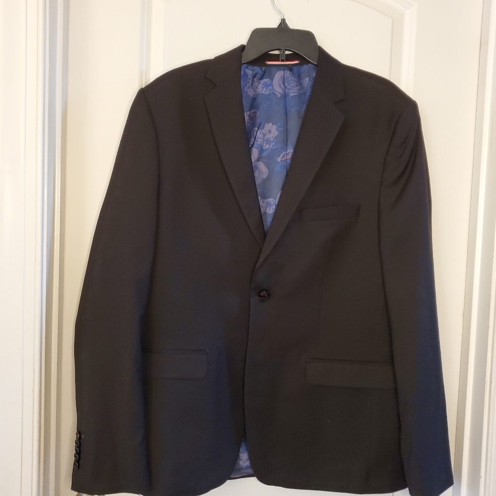 Soul of london Navy and black piqué suit Slim fit  Size 48R - Picture 3 of 9